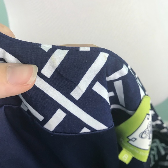 Elizabeth McKay Dress Size 8 Blue White Print - Picture 7 of 8